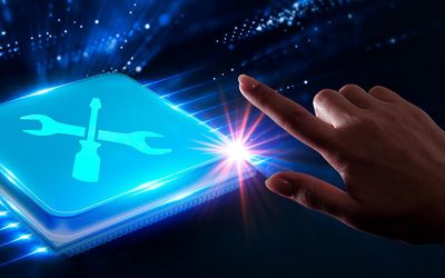 Finger tippt auf App Bildschirm